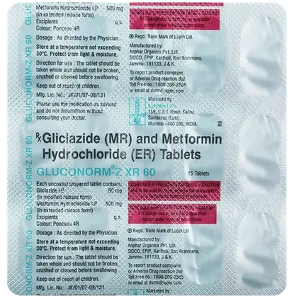 gluconorm z xr 60 tablet 15's